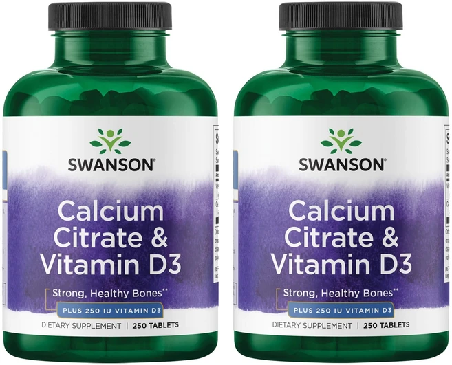 스완슨 구연산 칼슘 & 비타민 D3 250 정 (2 팩) Swanson Calcium Citrate & Vitamin D3 250 Tabs (2 Pack), 1개 - 쿠팡
