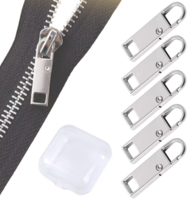 가재트 만능 지퍼고리 원터치 셀프수선 지퍼손잡이 5개입, 실버, 5개