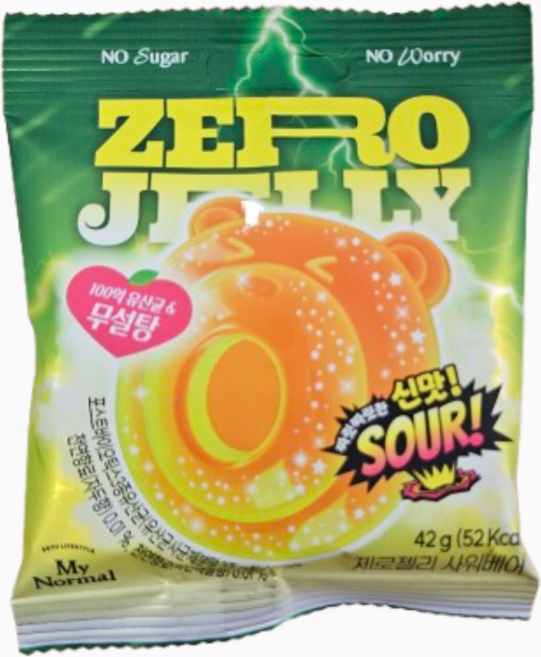 제로젤리 마이노멀 제로 사워 포도베어 3종. 무설탕 100억 유산균 파인애플+자두 42g 1개