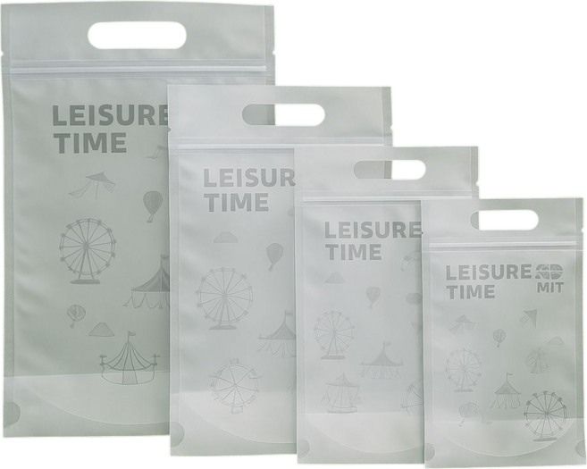 [심플 스탠딩 손잡이 지퍼백 4종] 간식 답례품 선물 포장용 반투명 디자인 30개/50개 (14*22cm 16*24cm 18*26cm 20*30cm), 30장