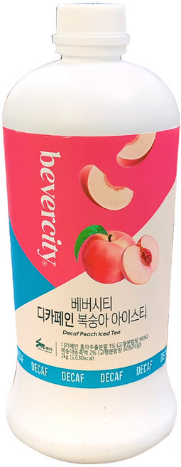 베버시티 디카페인 복숭아 아이스티 베이스 2kg 1박스 6개