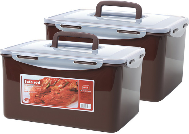 세이프 레드 김치통, 10L, 2개
