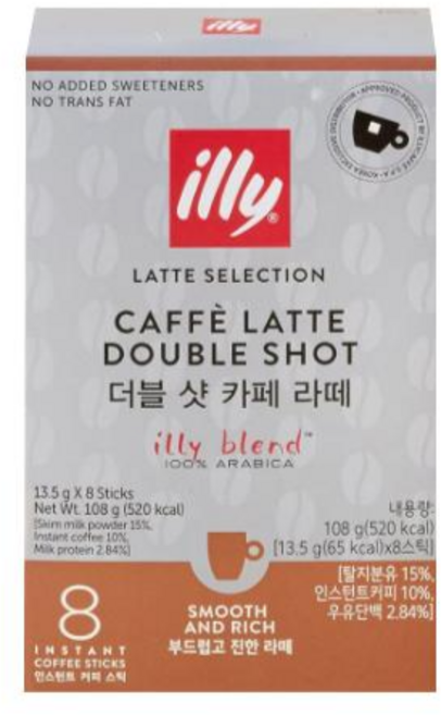 일리 더블샷 카페라떼, 13.5g, 1개, 8개입