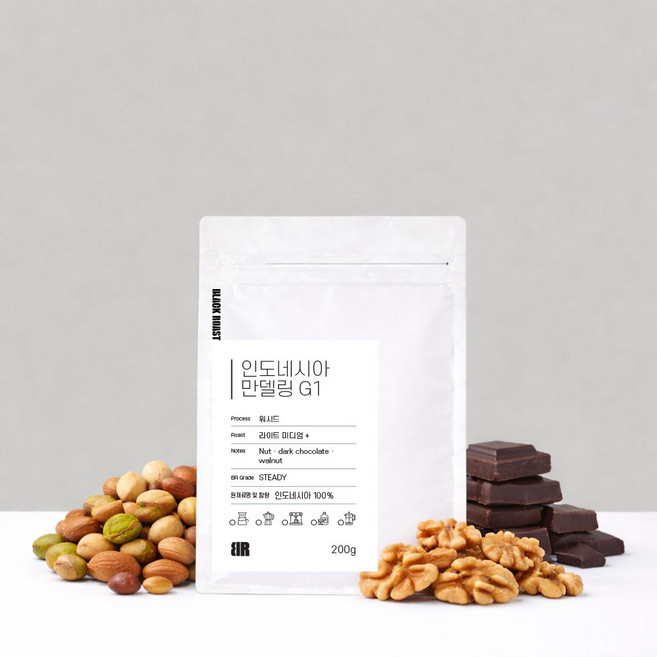 블랙로스트 인도네시아 만델링 G1 원두커피 홀빈(분쇄안함), 1개, 200g