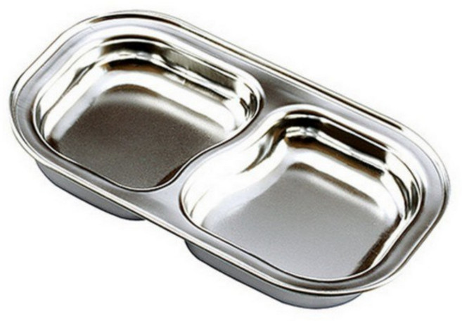 간식접시/2구/깊은형/21x11.5x3cm/유아용 식기, 실버, 1개