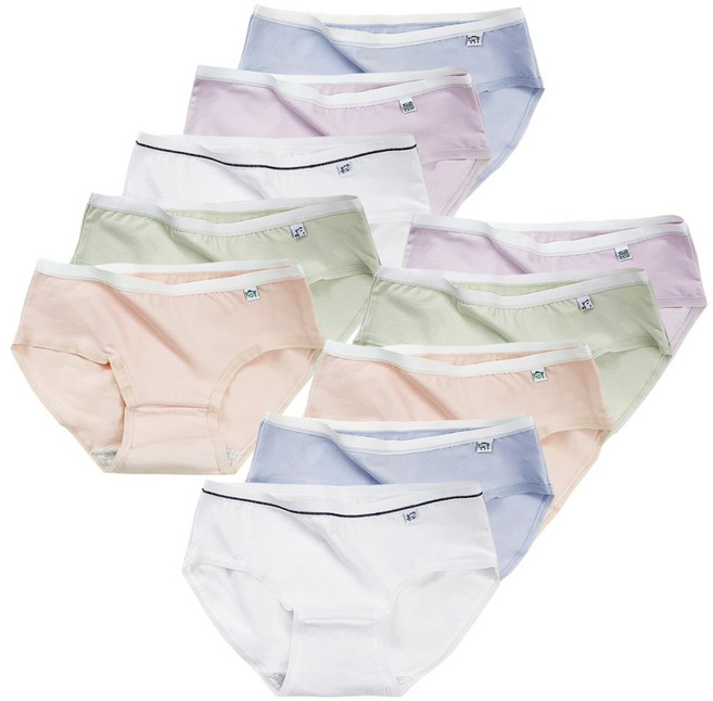 언더샤인 여성 파스텔 노라인 미디 면팬티 10종세트
