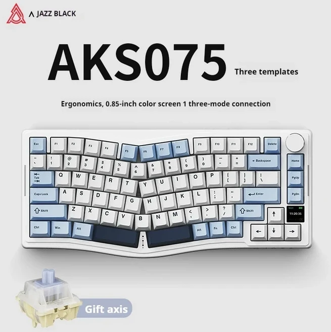 AJAZZ AKS075 75% 기계식 키보드 Alice 인체 공학적 무선 Bluetooth 게임용 키보드 핫 스왑 TFT 디스플레이, 04 Blue-Gift Switch