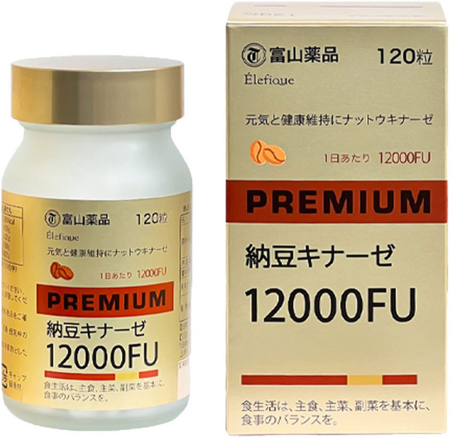 도야마 일본 나토킨 나토키나제 낫토 키나아제 12000 FU 120정, 1개