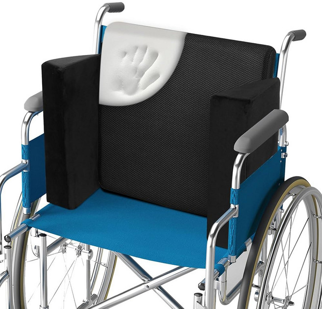 휠체어용 홈비스 측면 지지대 휠체어 등받이 쿠션 요통을 위한 요추 지지대 베개 조절 가능한 고밀도