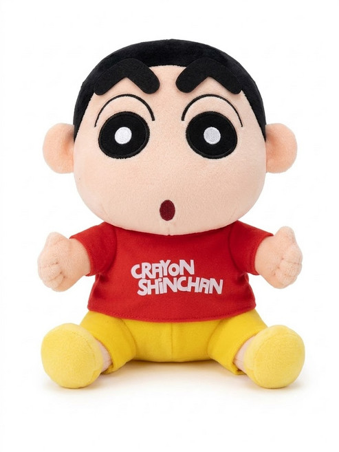 【正版授權】Crayon Shinchan 蠟筆小新 經典睡衣抱枕款 絨毛娃娃 9.5吋/12吋 可愛睡帽坐姿娃娃 安撫抱枕娃娃 生日禮物 交換禮物, 12", 1個