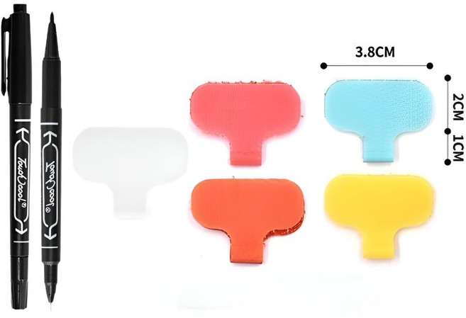 아토 케이블 라벨 벨크로 넘버링 선정리 네임텍 네임택 스티커 이름표 펜 포함, 5색 랜덤, 1세트