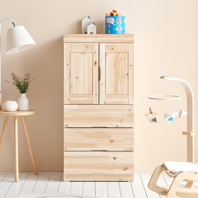 네프 삼나무 원목 600 3서랍 아기 옷장