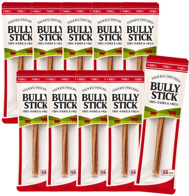 파밀리 강아지 불리스틱 간식, 10개, 4g, 소우신