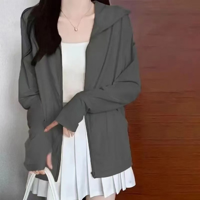 運動顯瘦冰絲夏季防曬衣女戶外輕薄款外套防紫外線透氣涼感防曬服, 2XL(140-160斤)