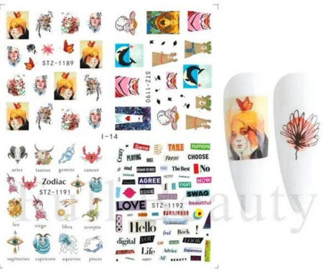 숏네일팁 4pcs 광대 해골 뼈 네일 스티커 귀여운 애니메이션 슬라이더 할로윈 물 아트 장식 매니큐어 LASTZ, 1개