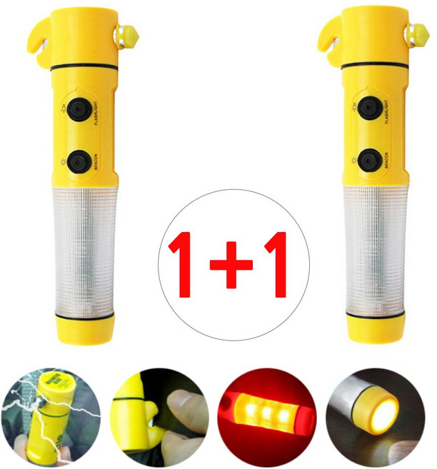 [2개 묶음]( 경광봉 C타입 1P+1P) 해머 렌턴겸용망치 차량 망치 경광등 차량 해머, 엘로, 2개