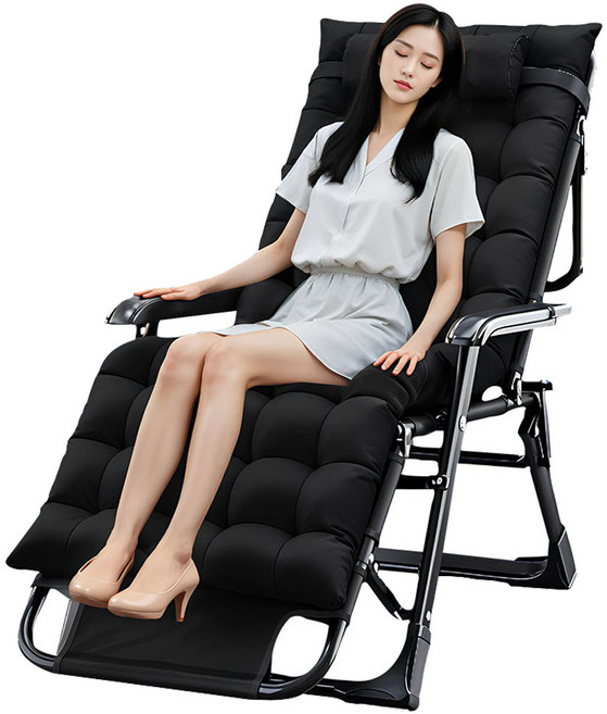 마치 접이식 침대 1인용 사무실 리클라이너 이동식 간이침대, 블랙