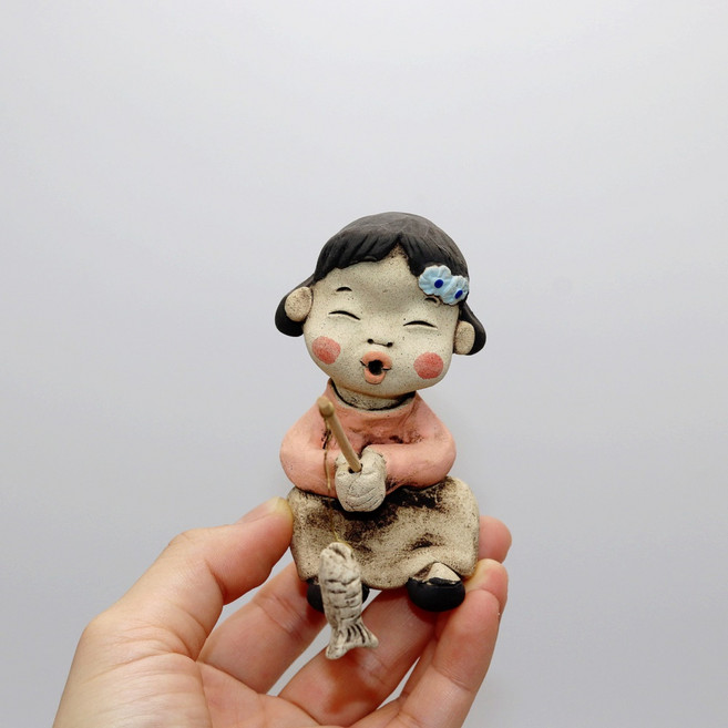 도자기 인형 미니 토우 낚시 할아버지 남자아이 여자아이 중 택1