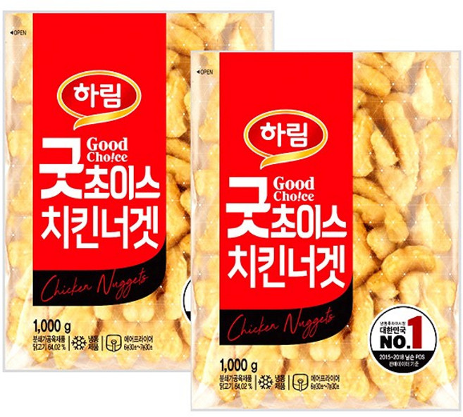 [정연푸드] 하림 굿초이스 치킨너겟, 1kg, 2개