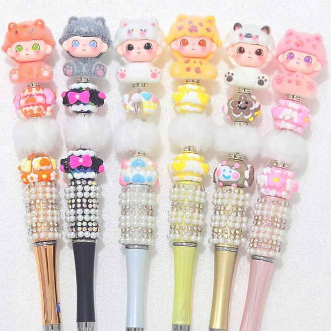 요즘 대세 볼꾸 비즈 펜꾸미기 귀여운 캐릭터 볼펜 꾸미기, 인형비즈펜꾸미기A세트, 3개