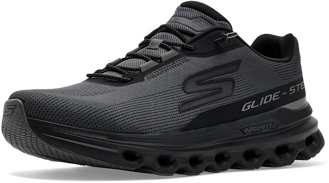 Skechers 남성용 고 런 글라이드 스텝 아치 핏 애클러 블랙/차콜