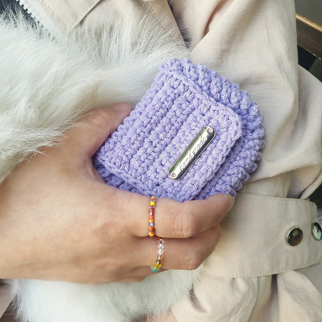 손뜨개 카드지갑키트 DIY 미니파우치, 라일락, 1세트