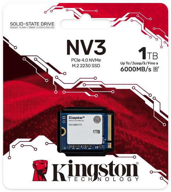 金士頓 Kingston NV3 PCIe 4.0 NVMe M.2 2230 SSD 固態硬碟, 1TB, SNV3SM3, 1TB