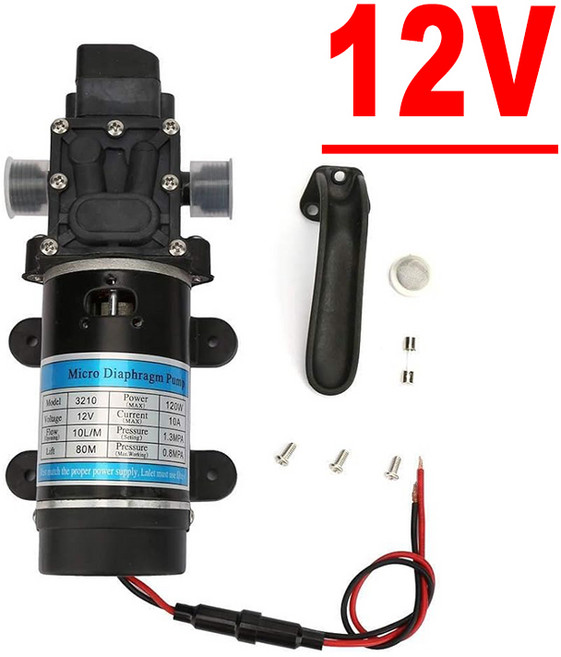워터펌프 소형 수동 어항용 12V 120W 130PSI 10L/최소 물 고압 다이어프램 자체 프라이밍 펌프 분무기 세차, 12V 120W Pump