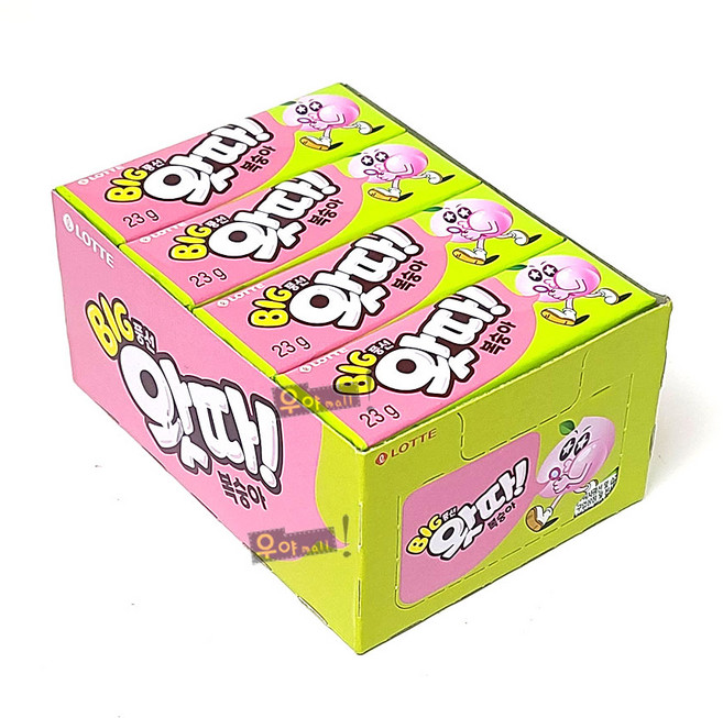 빅 왔따 풍선껌 23g 16개 1박스 츄잉껌 간식 과자 군것질 잴리 사탕, 368g