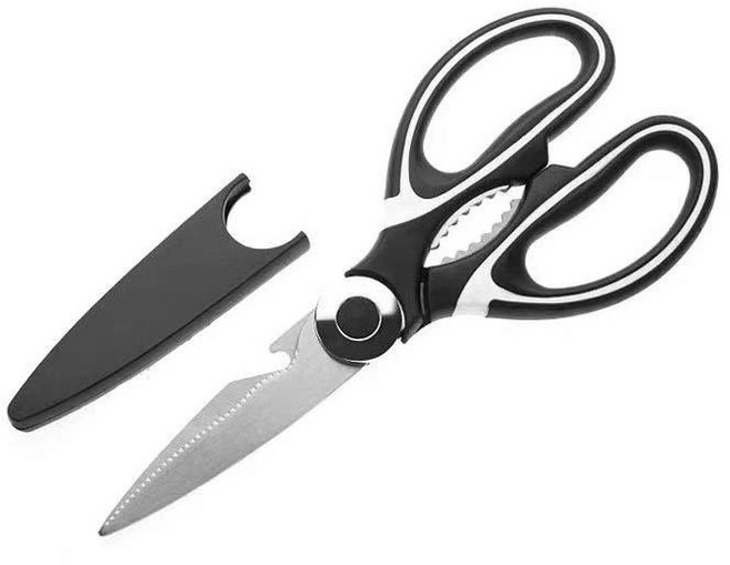 초강력 올스틸 주방가위 생선 닭뼈 호두 캠핑용, 1개, 검정색