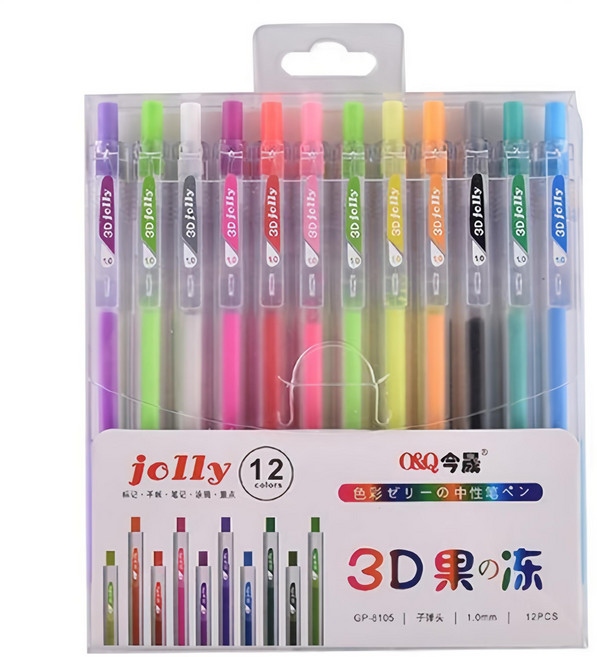 3D果凍筆, 1個裝, 12色隨機