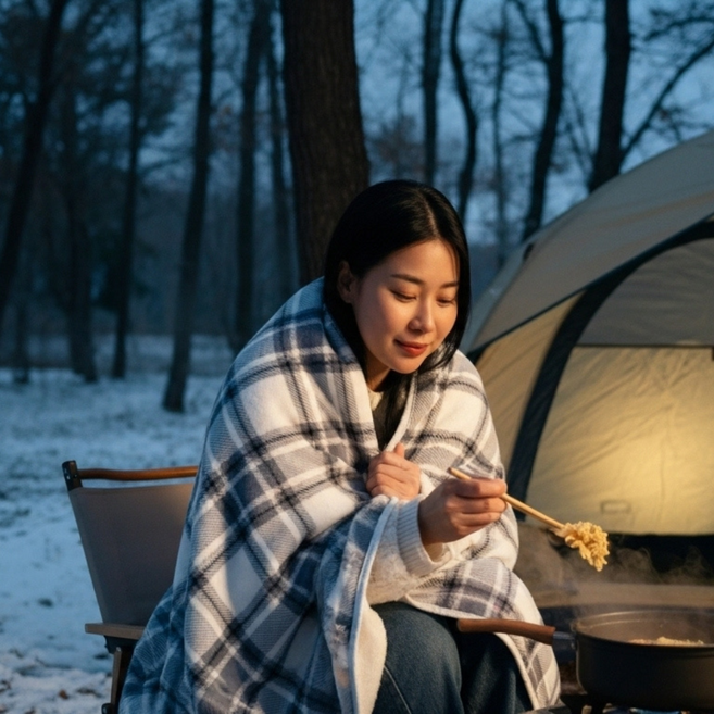 0발열담요 usb무선 똑딱이담요, 체크그레이