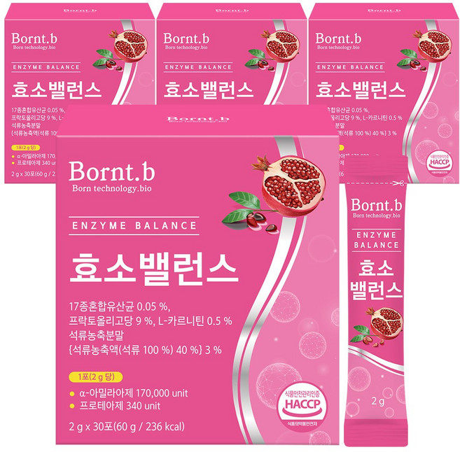 본트비 효소 밸런스 석류맛, 60g, 4박스