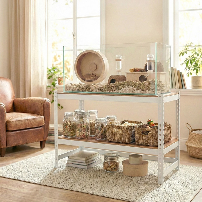 햄스터 케이지 선반 아크릴 사육장 어항 축양장 철제선반, 2.5단, 블랙