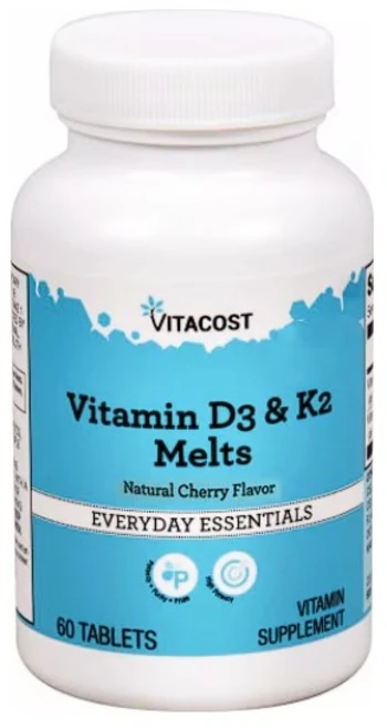 비타코스트 비타민 D3 K2 체리맛 Vitacost Vitamin D3 & K2 Natural Cherry Flavored 60정, 4개 - 쿠팡