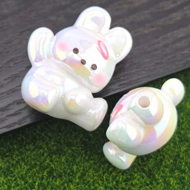 비즈팡 [BG-4-60]볼꾸파츠 아크릴 오로라토끼 통과형 31x38mm (내경3.6mm) 볼꾸비즈 키링용
