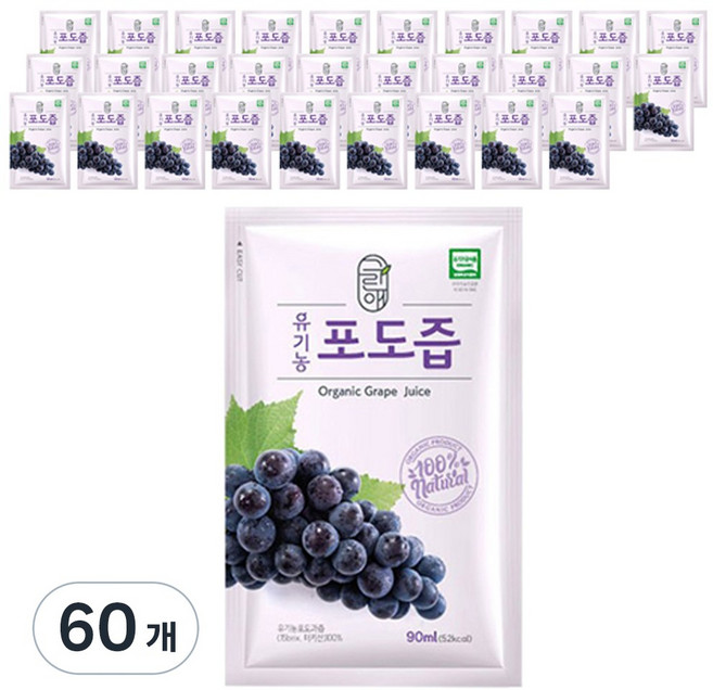 그린애 유기농 포도즙, 90ml, 60개