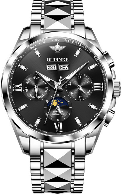 스위스 브랜드 OUPINKE 남자 메탈 손목시계 남성 명품시계 멀티펑션 메탈시계 남자 시계