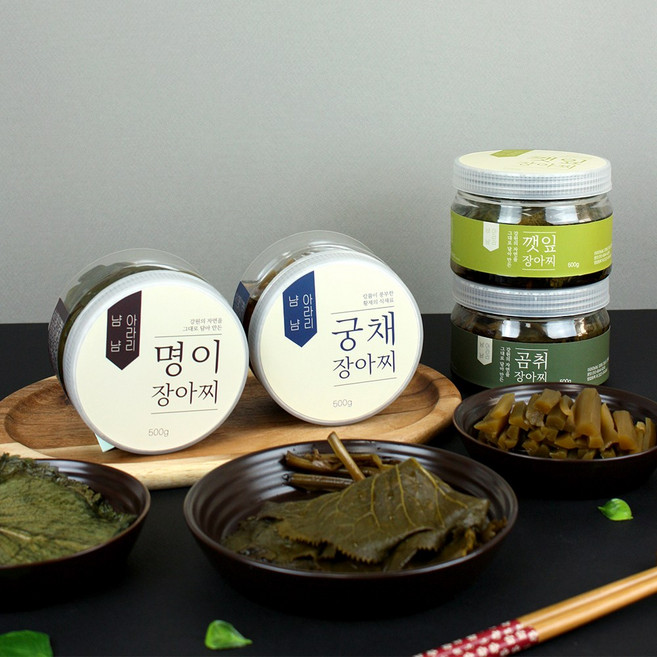 강원도 수제 장아찌 5종 명이나물 곰취 송화버섯 깻잎 궁채, 명이나물장아찌(500g), 1개, 500g