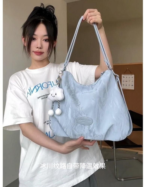 日韓風 托特包 雲朵包 學生雙肩背包 單肩斜挎包, 藍色【加厚加固耐磨精緻】,單包+雲朵掛件