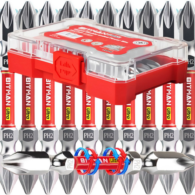 비트맨 울트라 65mm 전동 드릴 드라이버 비트 자석 토션비트 십자 육각 임팩 드릴비트 10pcs 세트 BPH2065-ULTRA