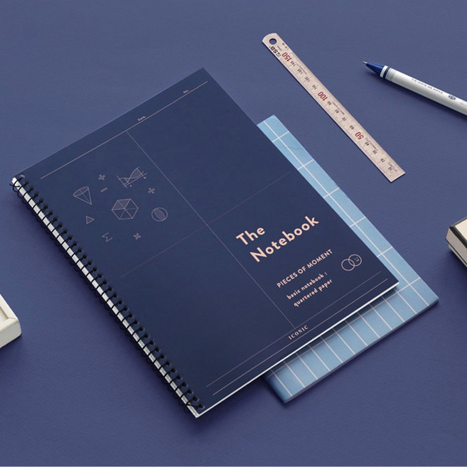 수학노트 연습장 B5 스프링 노트 감사 4분할 모눈 내지 오답 풀이 학생 공부 라인 줄, 1개, 네이비