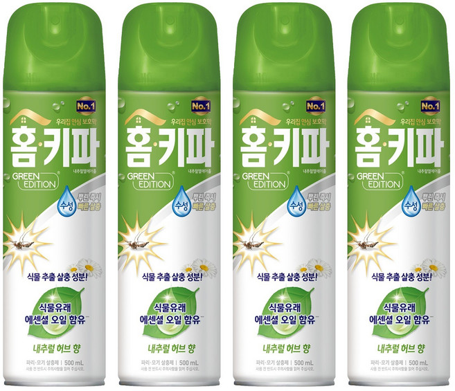 홈키파 그린에디션 내추럴엘에어졸, 500ml, 4개