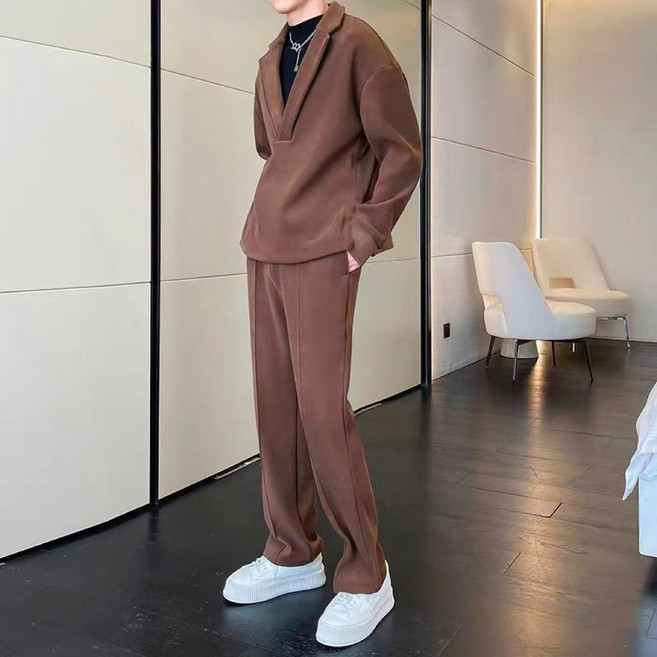 Seofst 남성 봄가을 캐주얼 풀오버 맨투맨 팬츠 투피스 세트