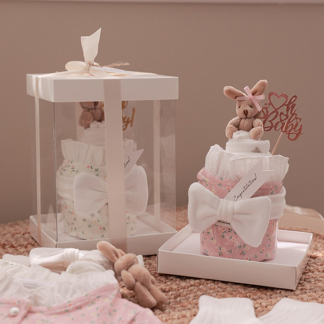 [출산백일선물] 우이동금손 엔젤프릴 아기옷 케이크세트 [포장+쇼핑백동봉]