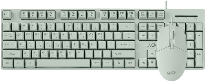 지클릭커 오피스프로 스탠다드 M 키보드 + 무소음 마우스 + 키스킨 세트, 일반형, 그린, GMK-500