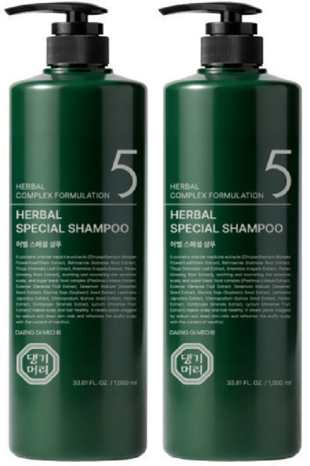 댕기머리 허벌 스페셜 탈모샴푸 1000m, 2개, 1L