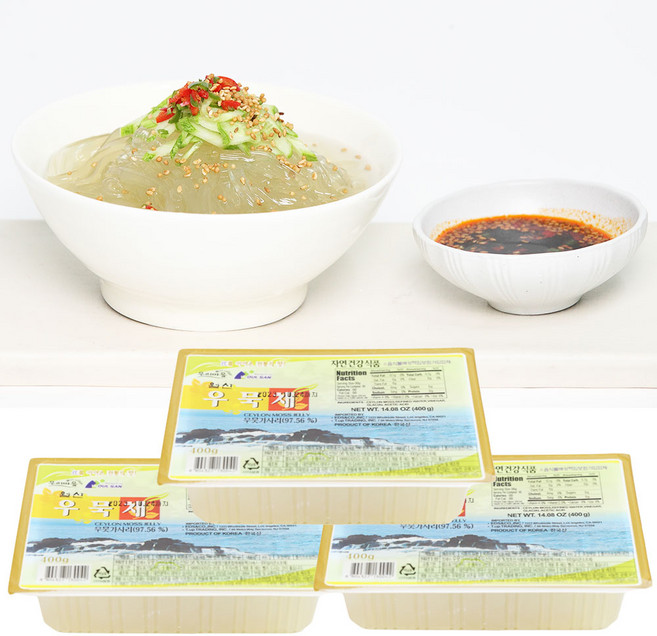 제주 산지 우뭇가사리 가공 국내산 저칼로리 우무채 400g, 3개