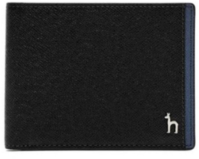 헤지스 블랙 사이드 배색 가죽 머니클립