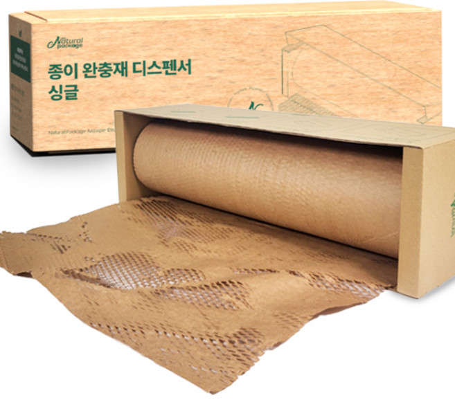 내츄럴패키지 벌집 크라프트 포장재 종이 완충제 뽁뽁이 포장지 친환경 종이완충재디스펜서 일체형, 1개